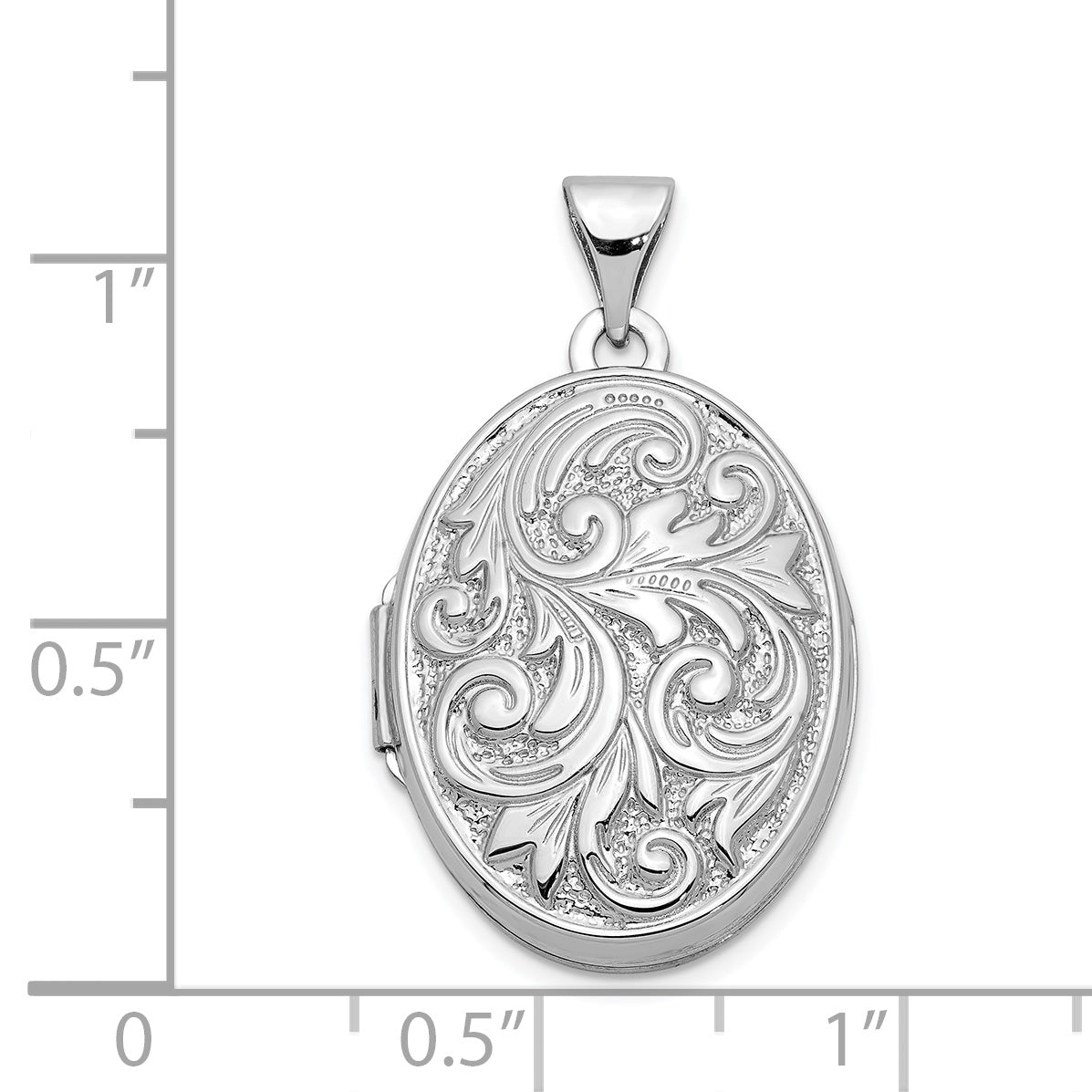 14K White Gold Polished Reversible Love You Always Oval Locket