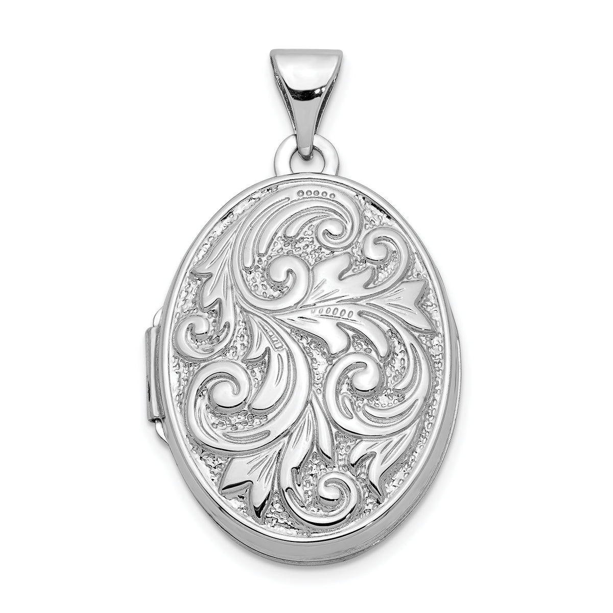 14k White Gold Polished Reversible Love You Always Oval Locket