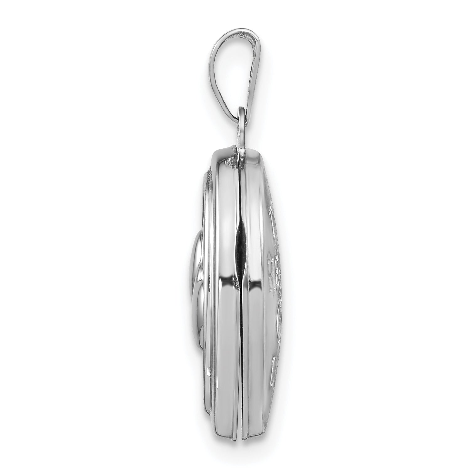 14K White Gold 17mm Double Hearts Oval Locket Secondary image