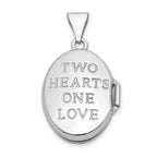 14K White Gold 17mm Double Hearts Oval Locket