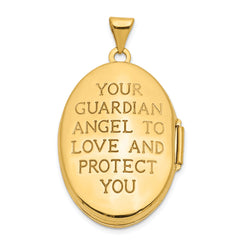 14Ky With  White Rhodium Diamond Guardian Angel Oval Family Locket