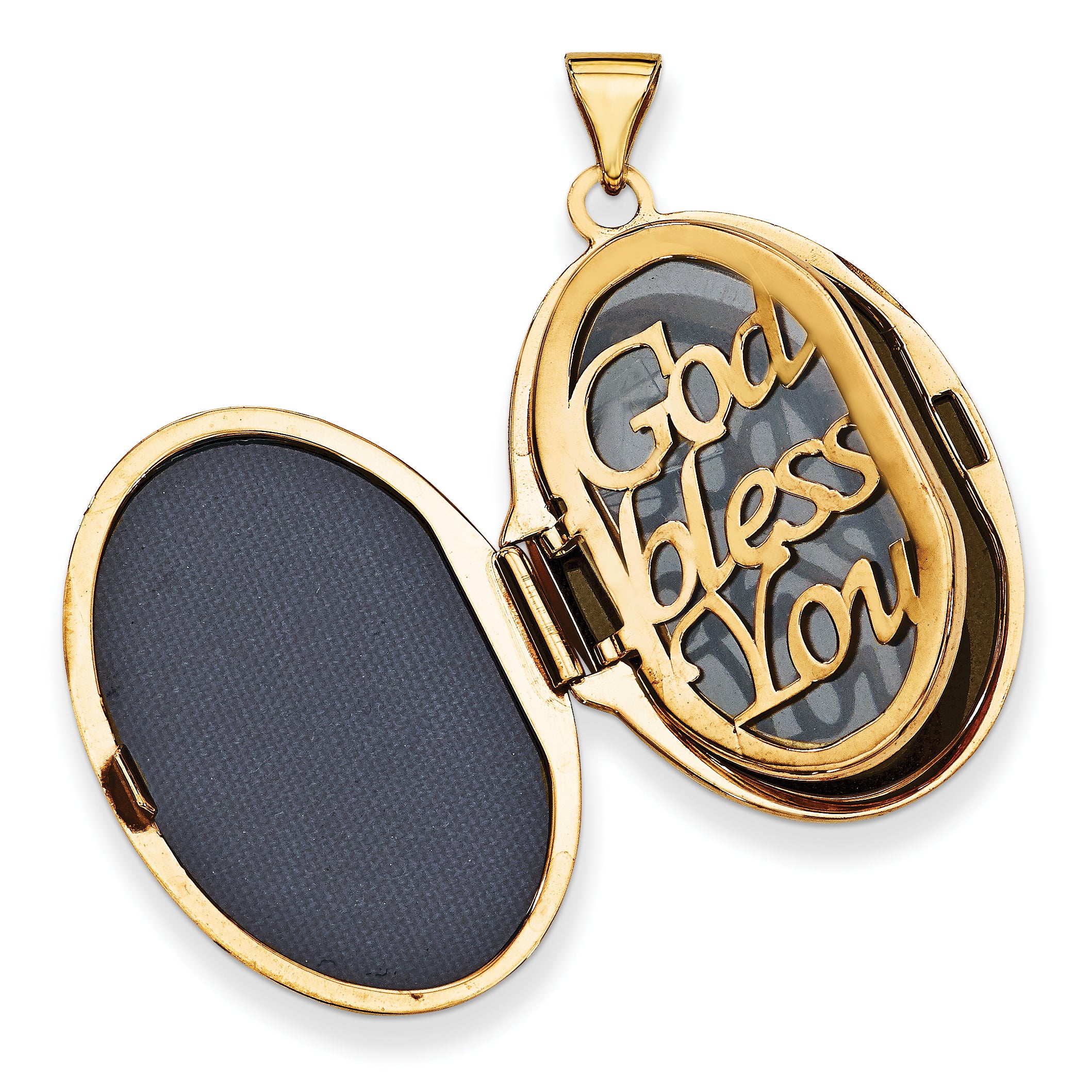 14Ky With  White Rhodium Diamond Guardian Angel Oval Family Locket