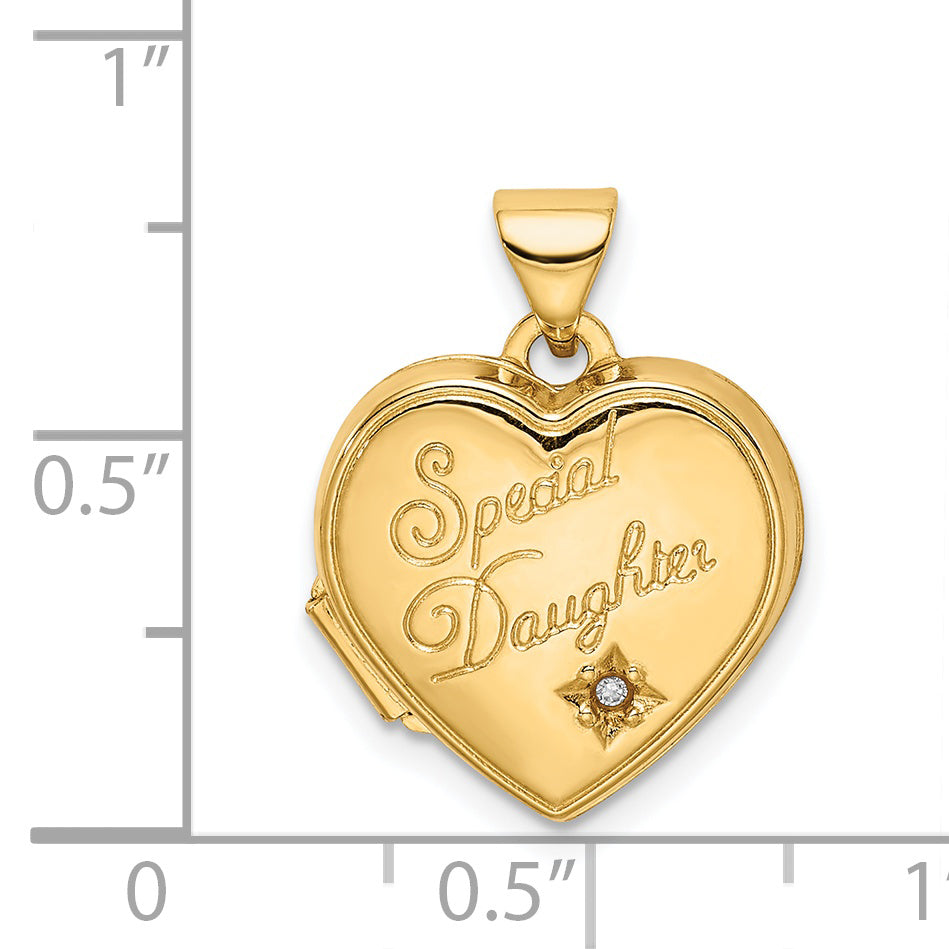 14K Diamond Special Daughter 15mm Heart Locket