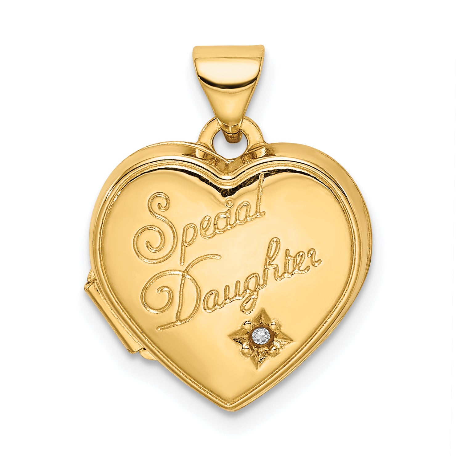 14K Diamond Special Daughter 15mm Heart Locket Main image