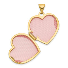 14K 18mm Polished Heart-Shaped Floral Locket