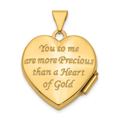 14Ky With  White Rhodium Knotted Heart of Gold Reversible Heart Locket
