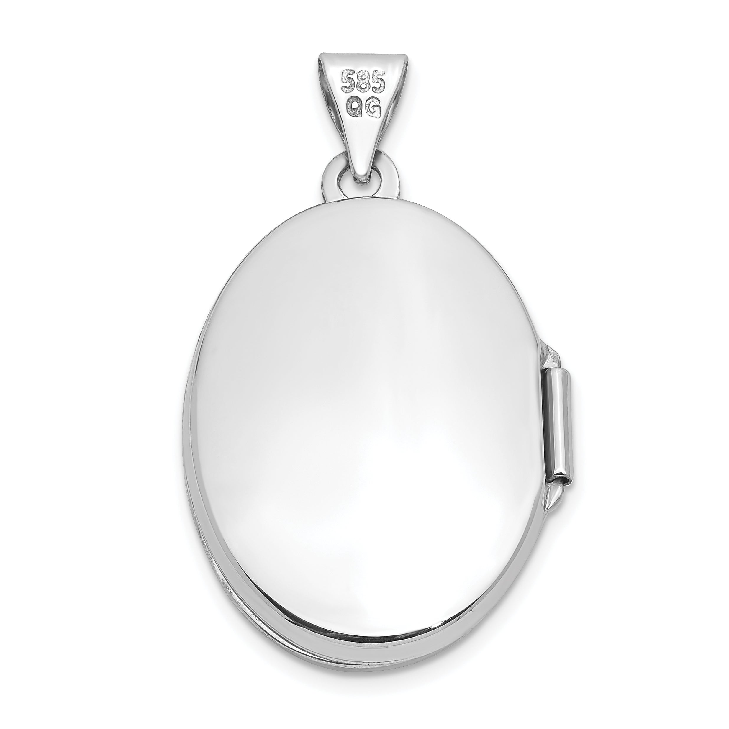 14K White Gold 21mm Oval Floral Scroll Border Locket