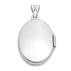 14K White Gold 21mm Oval Floral Scroll Border Locket