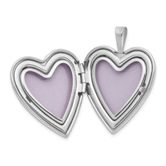 14K White Gold 20mm Diamond Satin & Diamond Cut  Cross Heart Locket