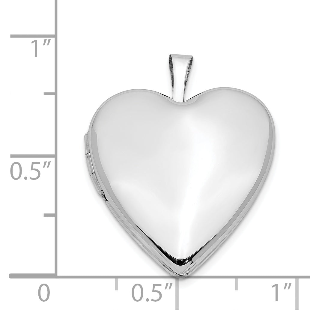14K 20mm White Gold Plain Polished Heart Locket