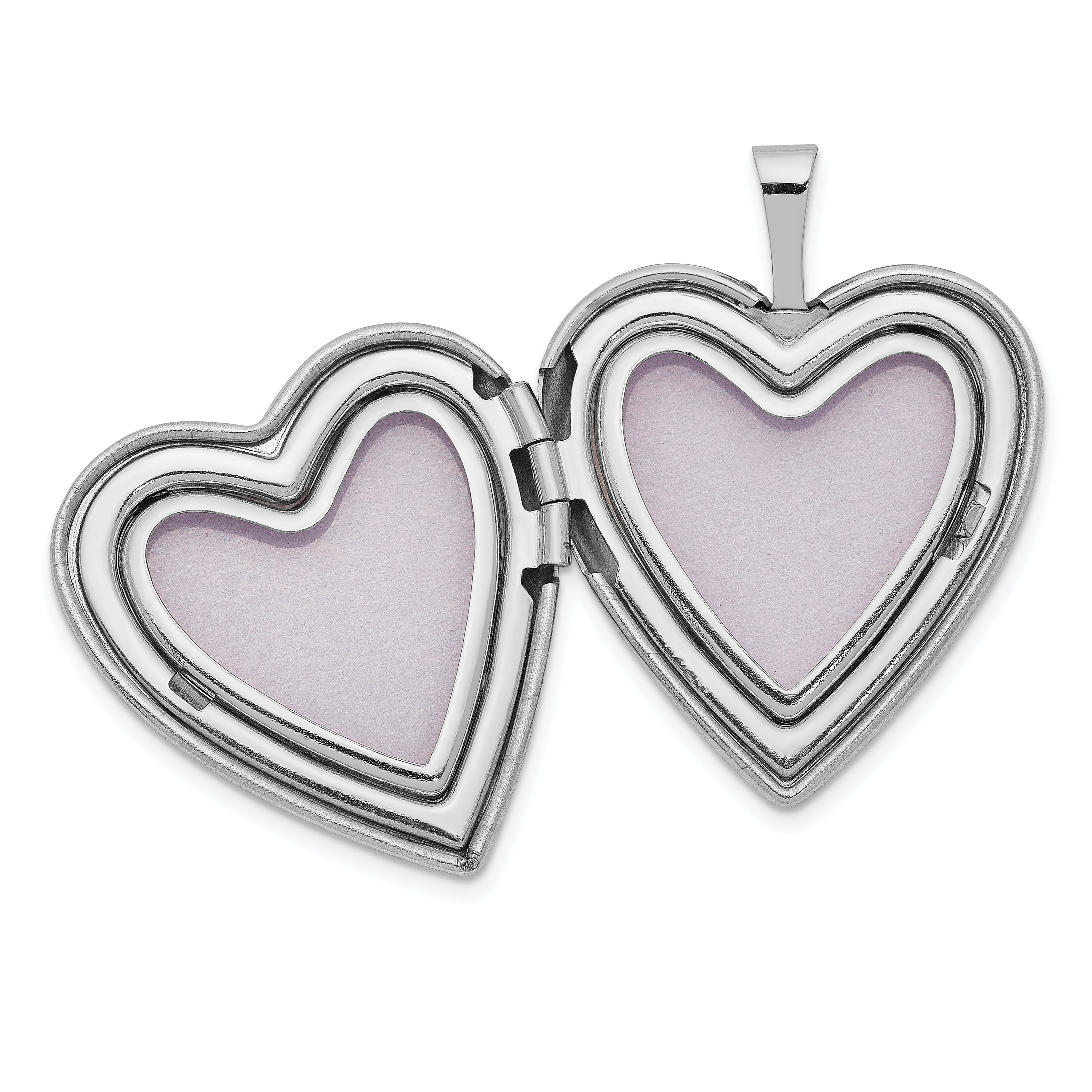 14K 20mm White Gold Diamond Heart Locket