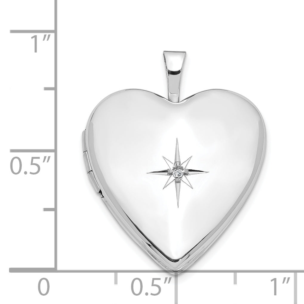 14K 20mm White Gold Diamond Heart Locket