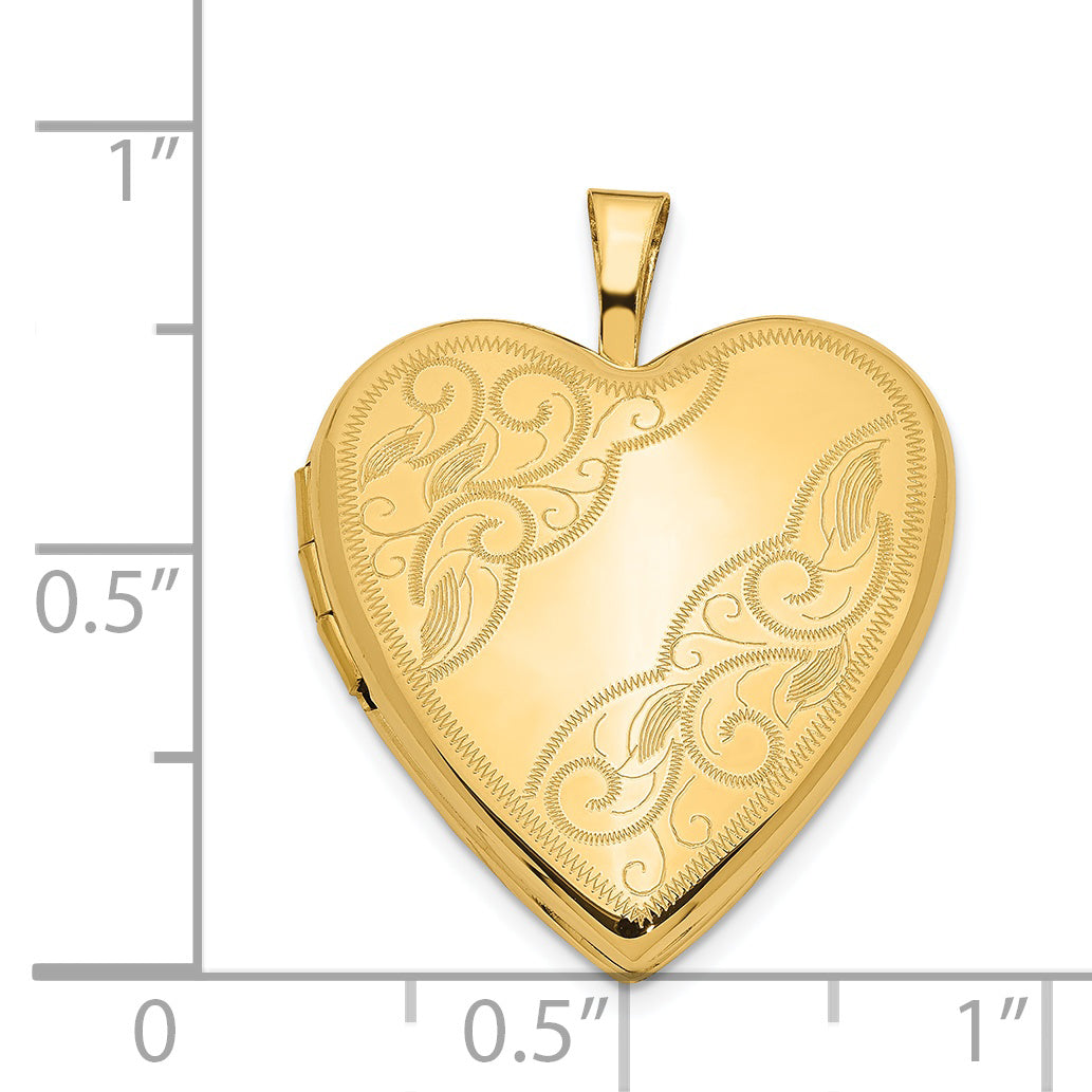 14Ky 20mm Swirl Heart Locket