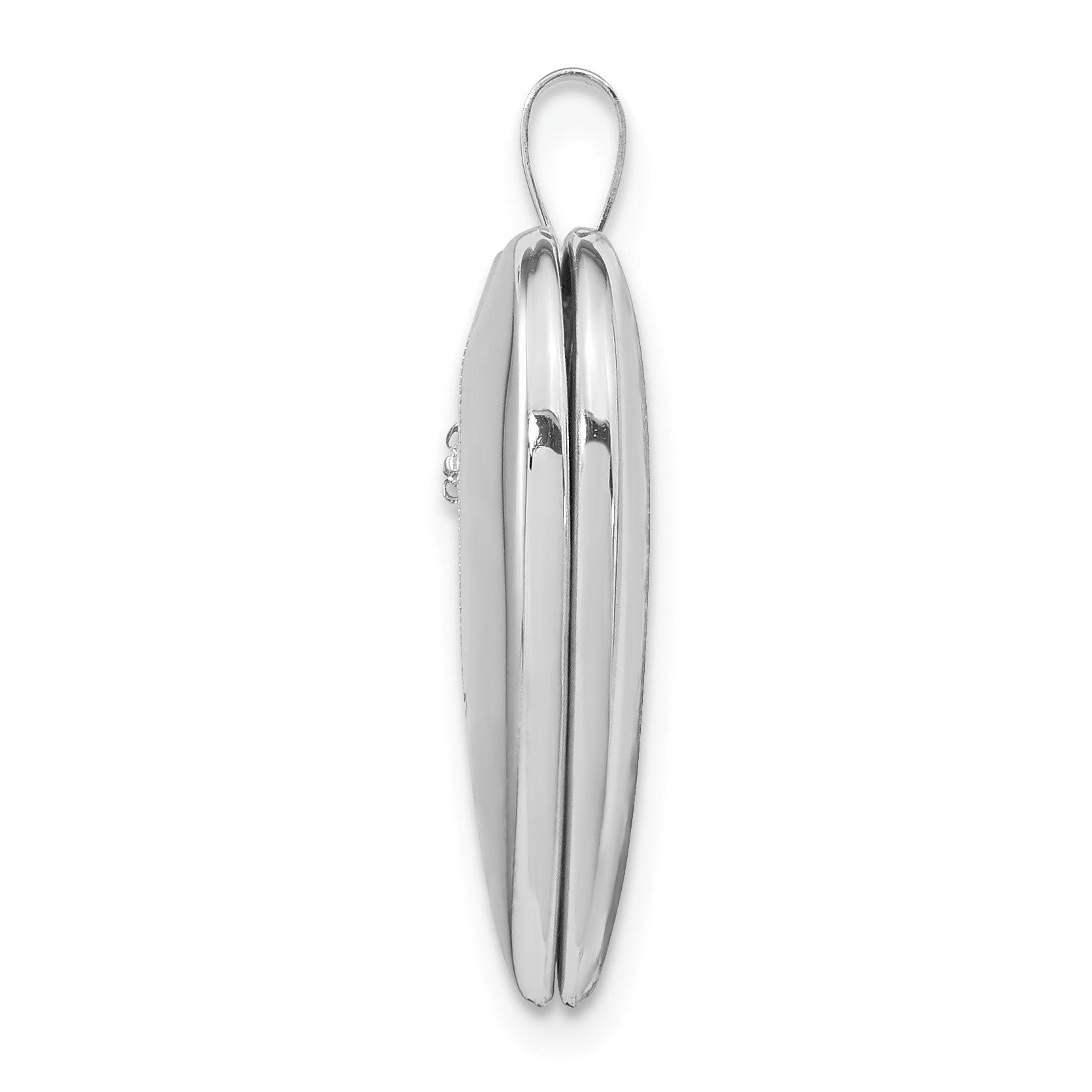 14K 20mm White Gold Diamond Polished and Satin Heart Locket Secondary image