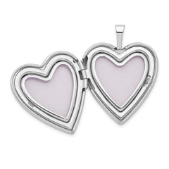 14K 20mm White Gold Diamond Polished and Satin Heart Locket