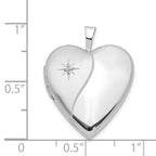 14K 20mm White Gold Diamond Polished and Satin Heart Locket