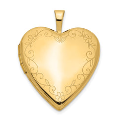 14K 20mm Flower Vine Border Heart Locket