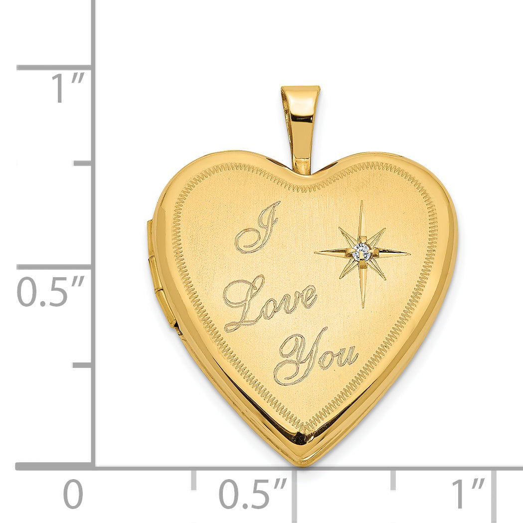 14K 20mm Diamond Satin I LOVE YOU Heart Locket