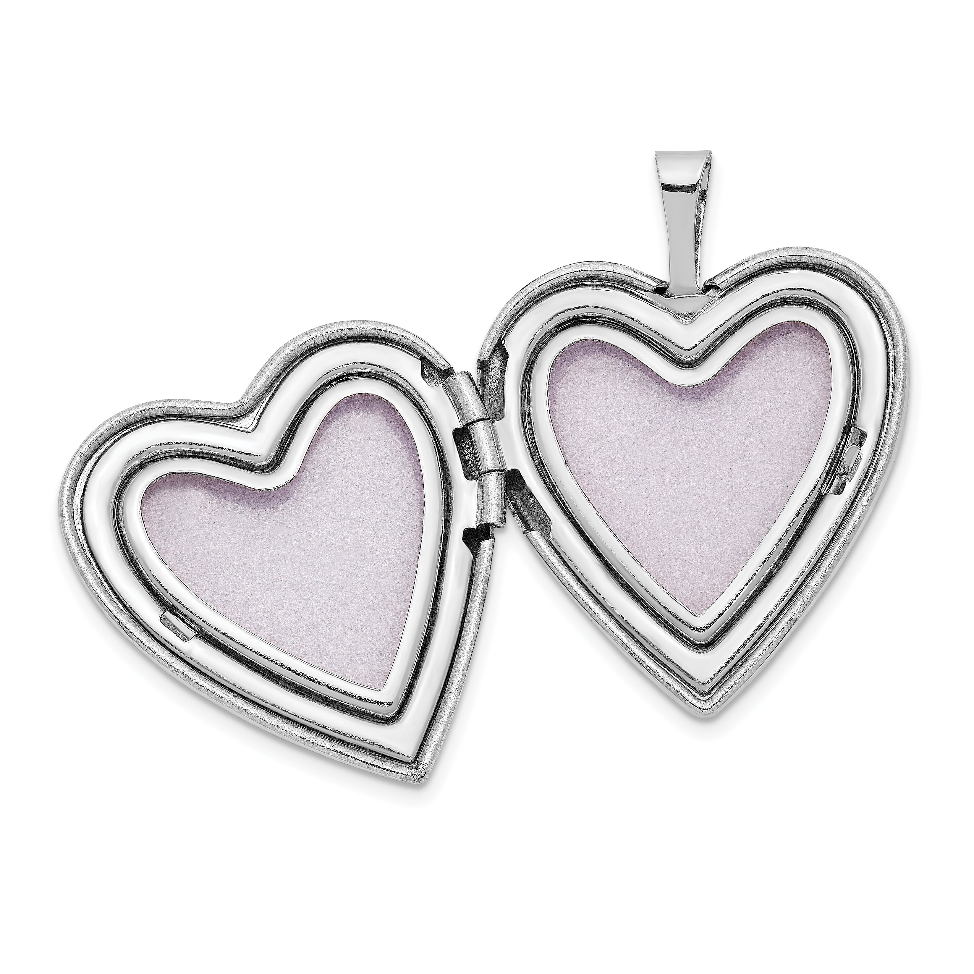 14K 20mm White Gold MOM With Hearts Heart Locket