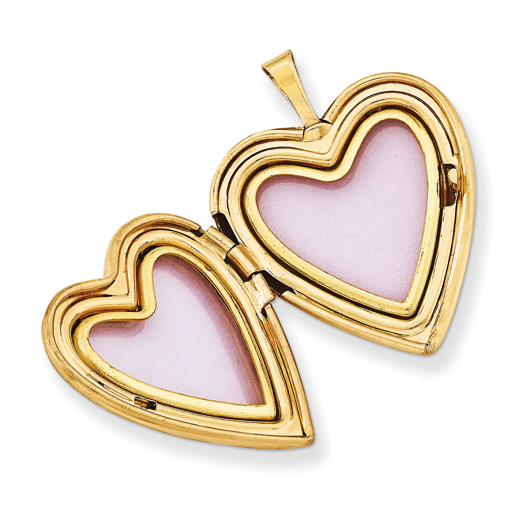 14Ky 20mm Enameled Floral MOM Heart Locket