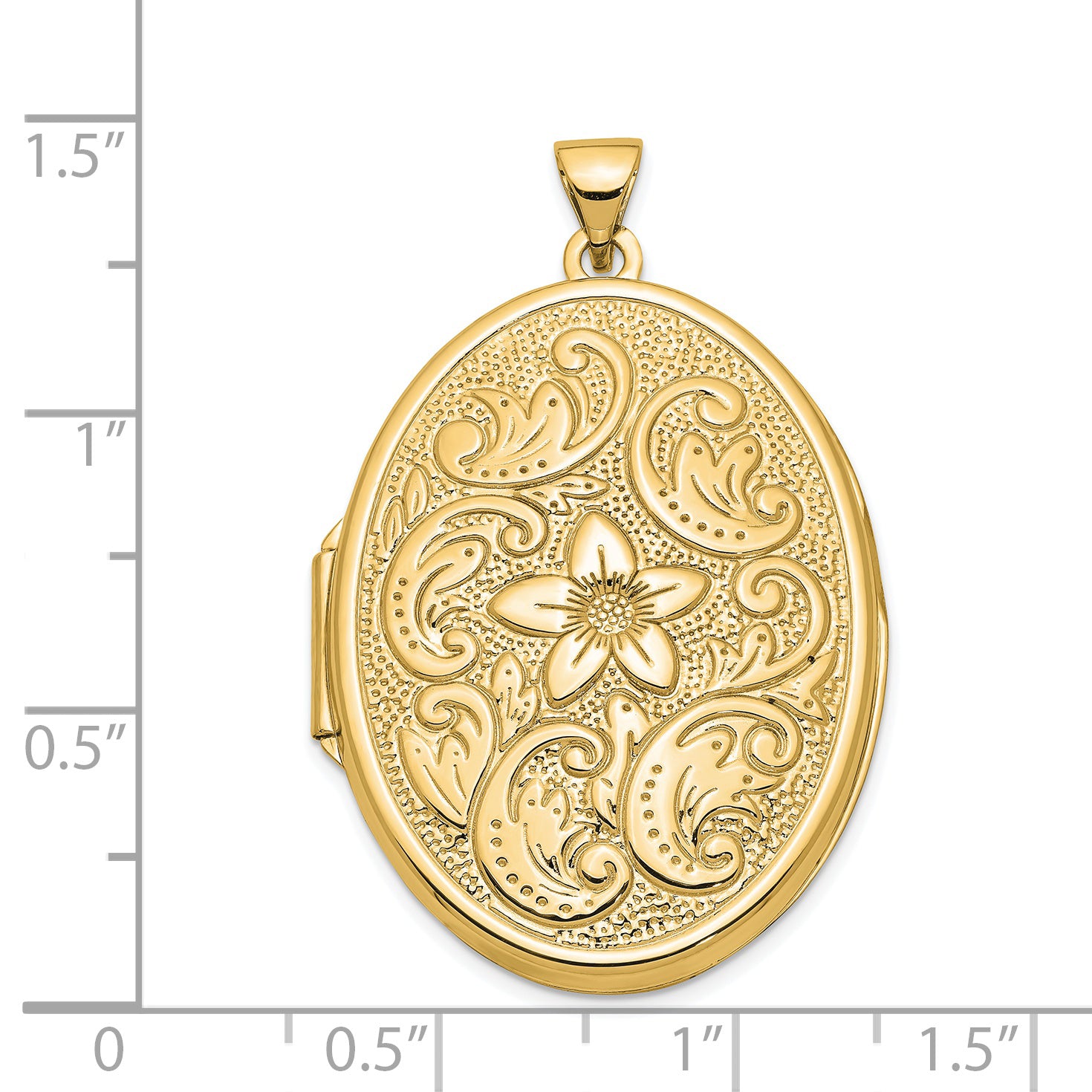 14K 32mm Oval Flower With Scrolls Locket