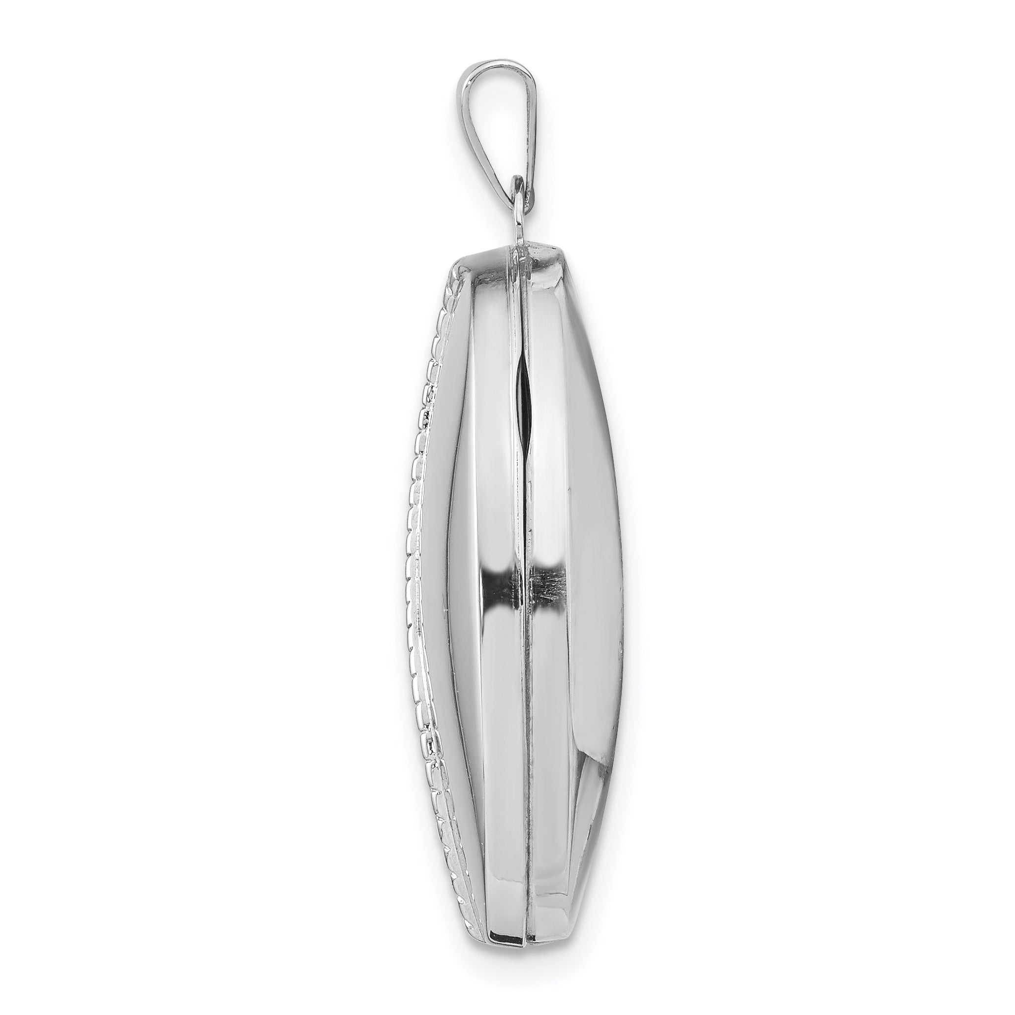 14K White Gold 26mm 1/2 Hand Engraved Scroll Oval Locket Secondary image