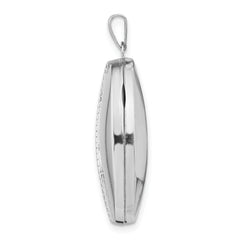 14K White Gold 26mm 1/2 Hand Engraved Scroll Oval Locket