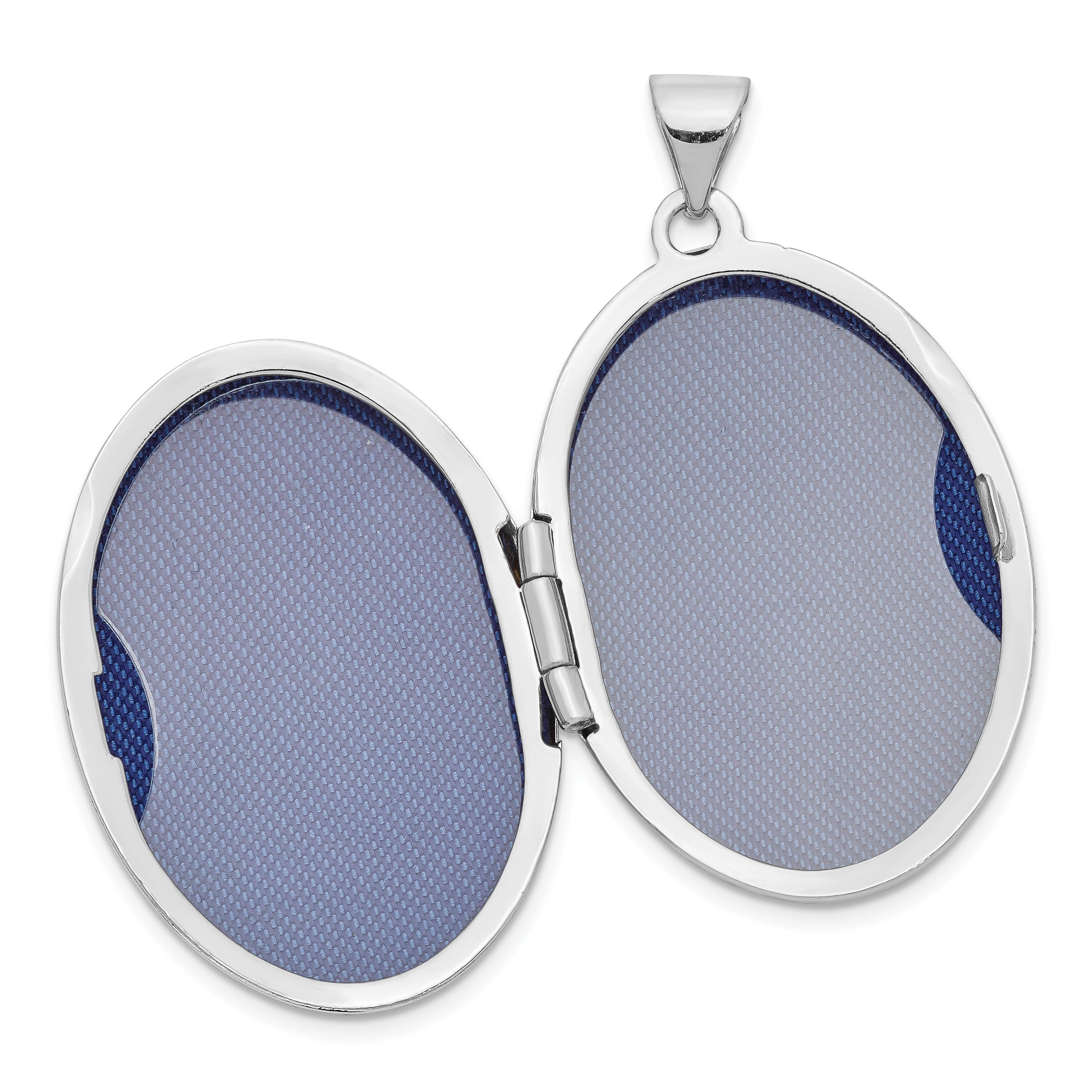 14K White Gold 26mm 1/2 Hand Engraved Scroll Oval Locket