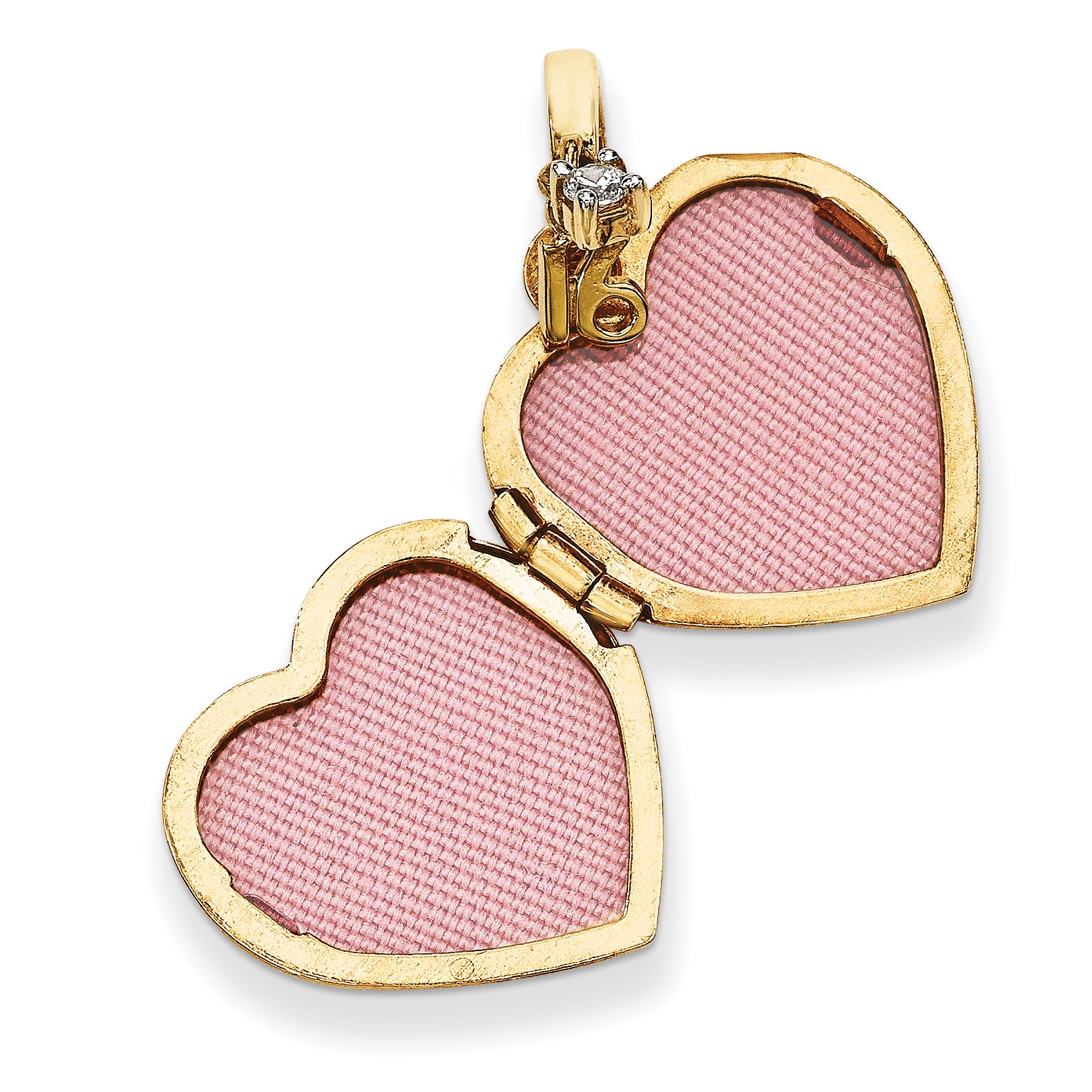 14K 15mm Heart Happy 16th Birthday with CZ Locket Secondary image