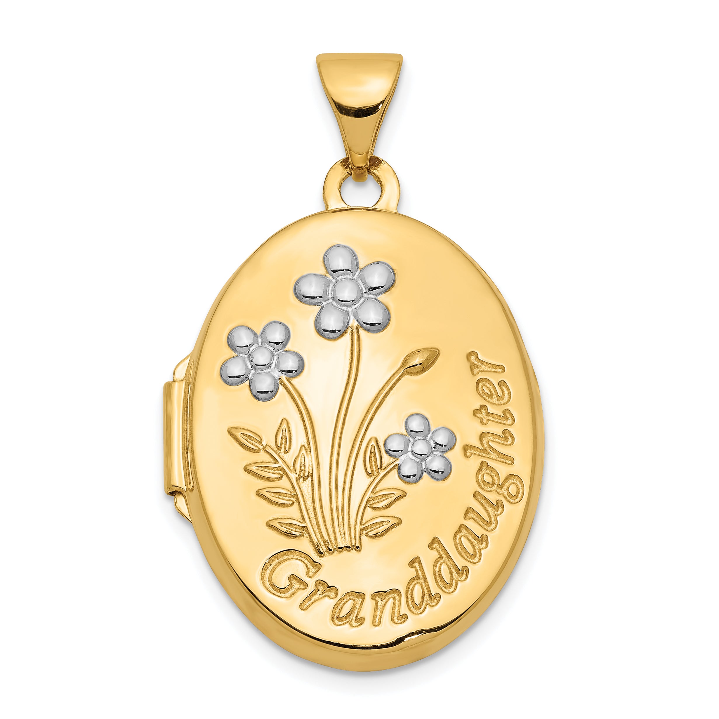 14k with Rhodium 21mm Oval Granddaughter Locket