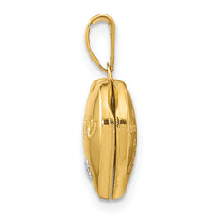 14K Two-toned 12mm Diamond LOVE With Heart Charm Heart Locket