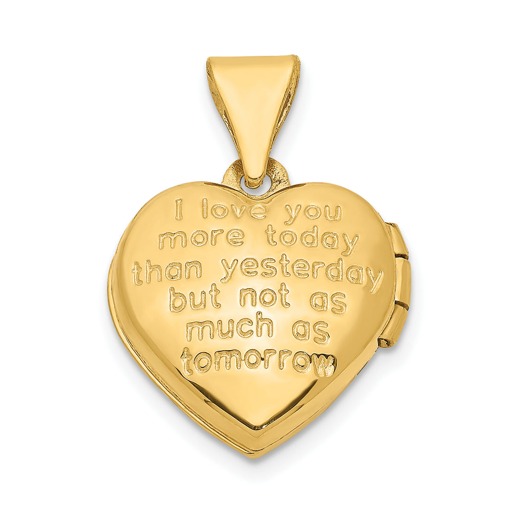 14K Two-toned 12mm Diamond LOVE With Heart Charm Heart Locket