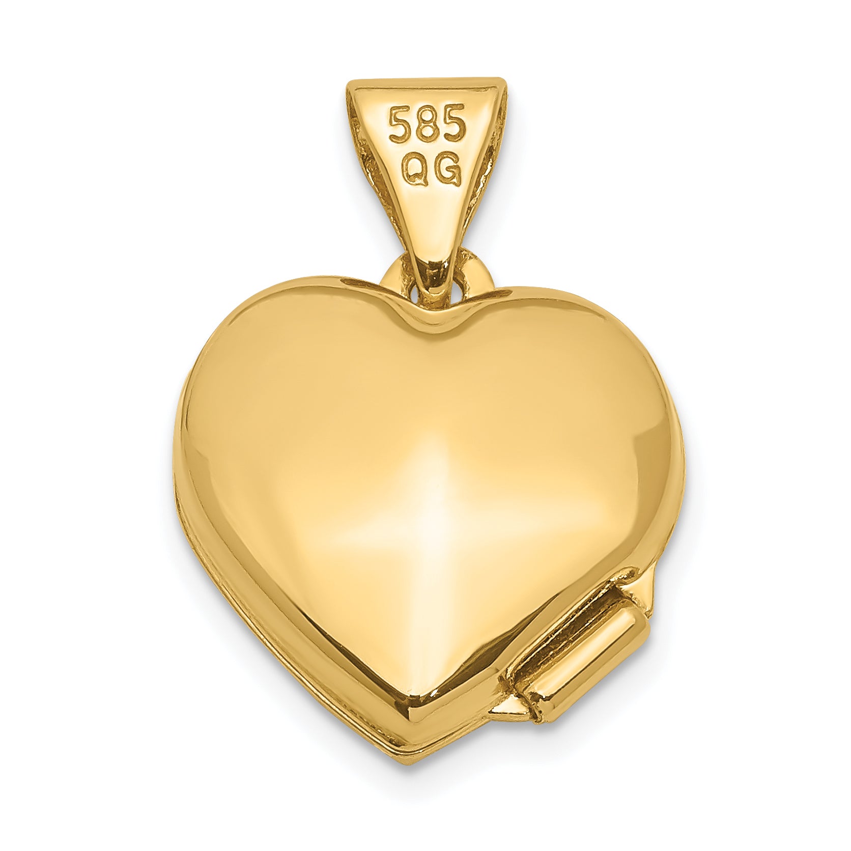 14Ky With  White Rhodium 12mm Diamond Heart Locket