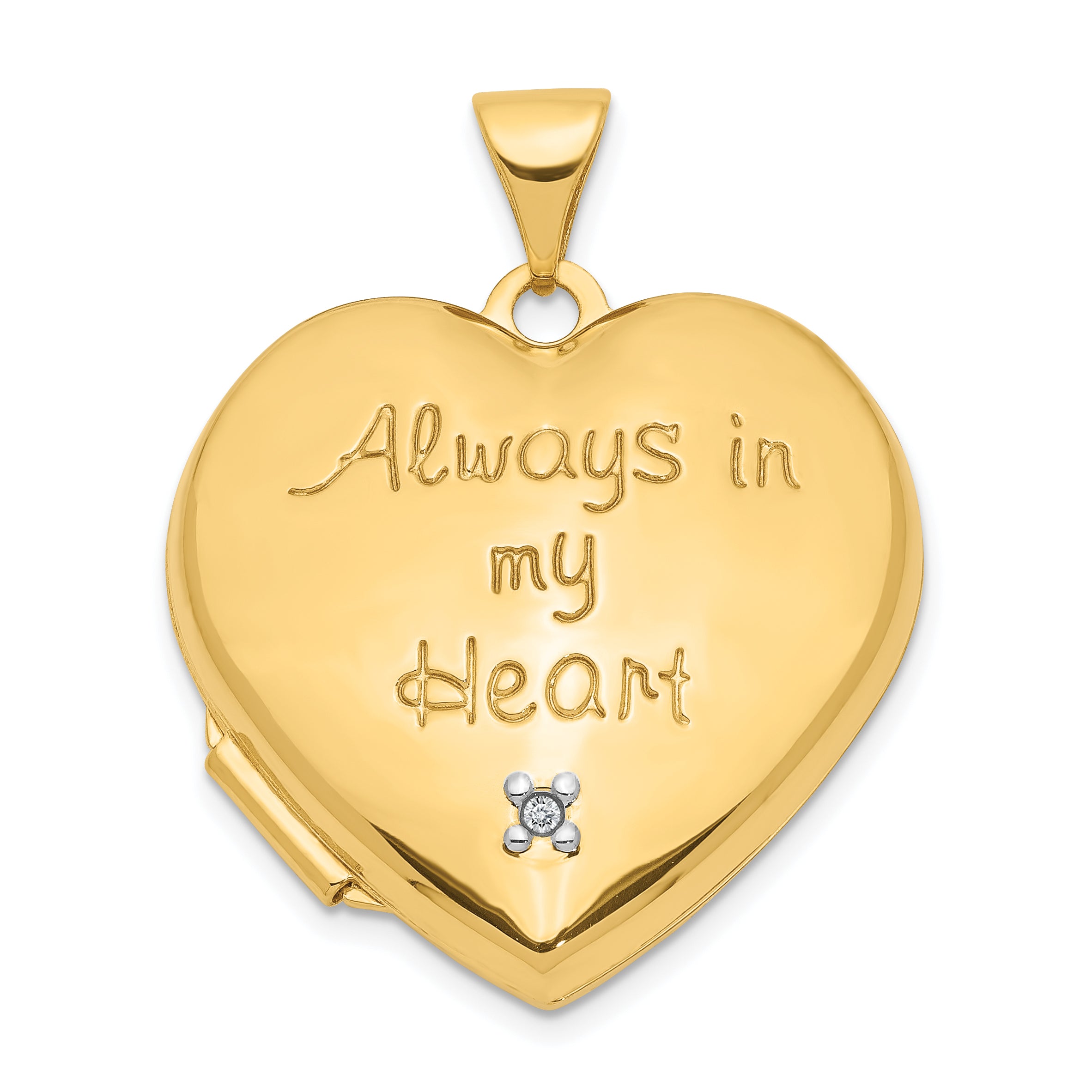 14k Two-tone Dia Always in my Heart w/ Heart Charm Inside 21mm Heart Locket Main image