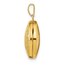 14K 16mm Round Locket with Scroll Design