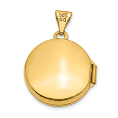 14K 16mm Round Locket with Scroll Design
