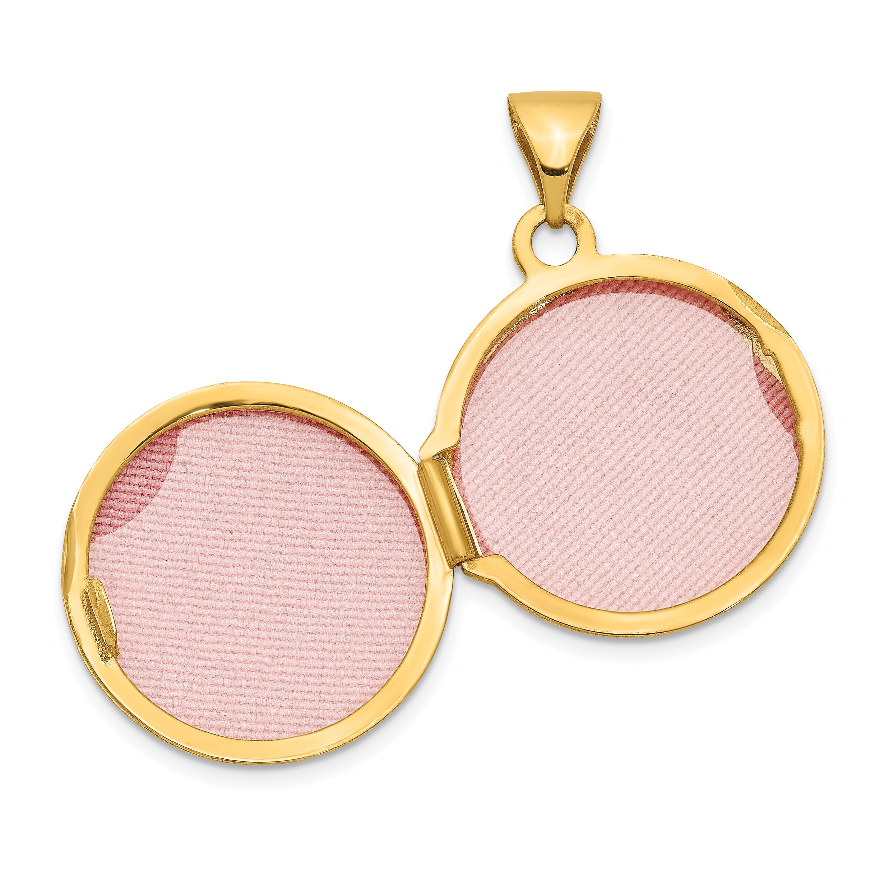 14K 16mm Round Locket with Scroll Design