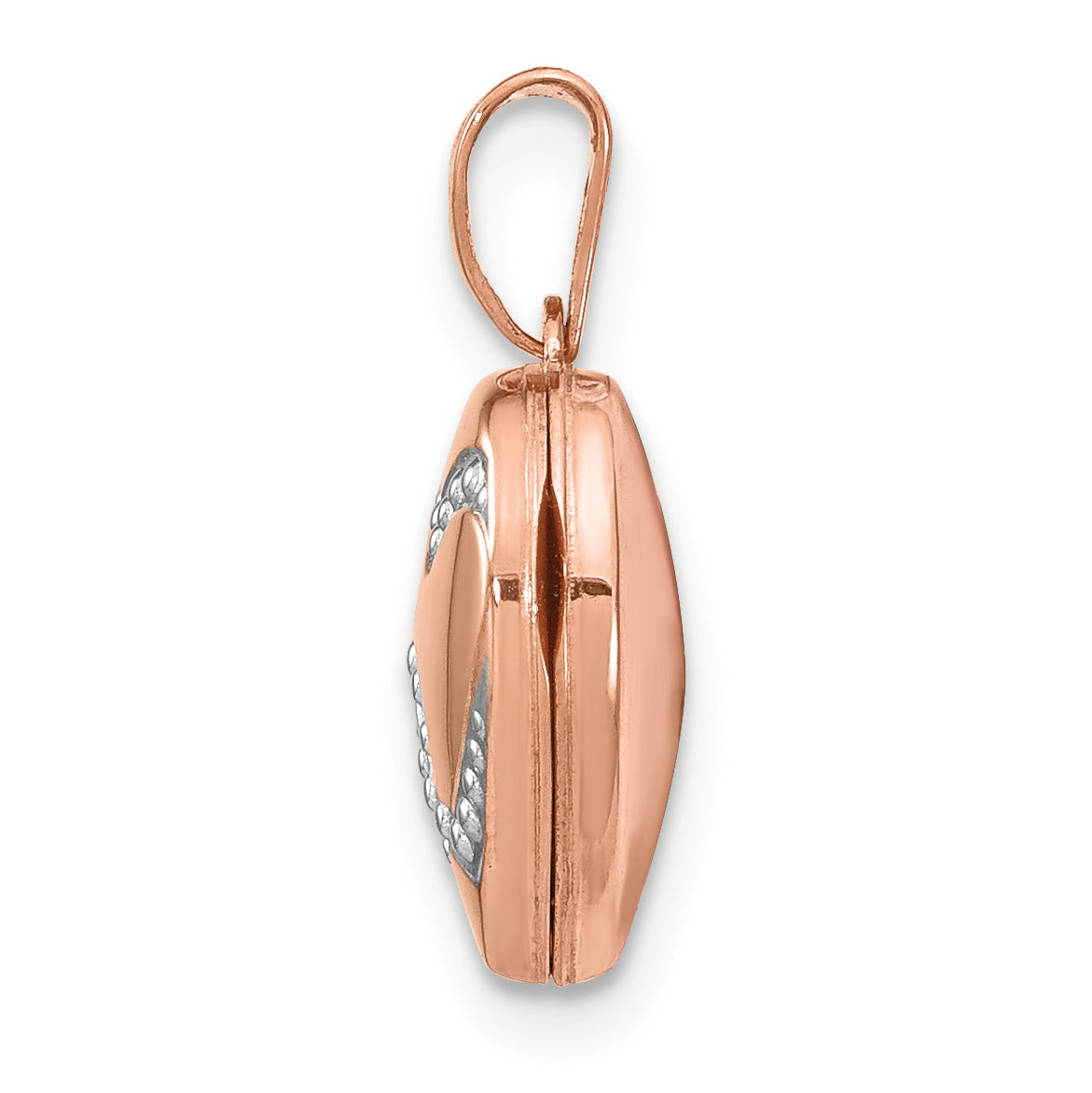 14K Rose Gold w/Rhodium 12mm Heart Locket Secondary image