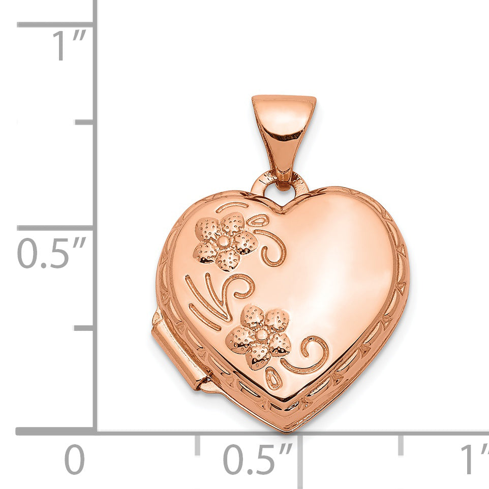 14K Rose Gold 15mm Reversible Heart Locket