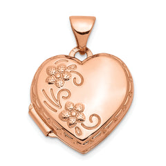 14k Rose Gold 15mm Reversible Heart Locket