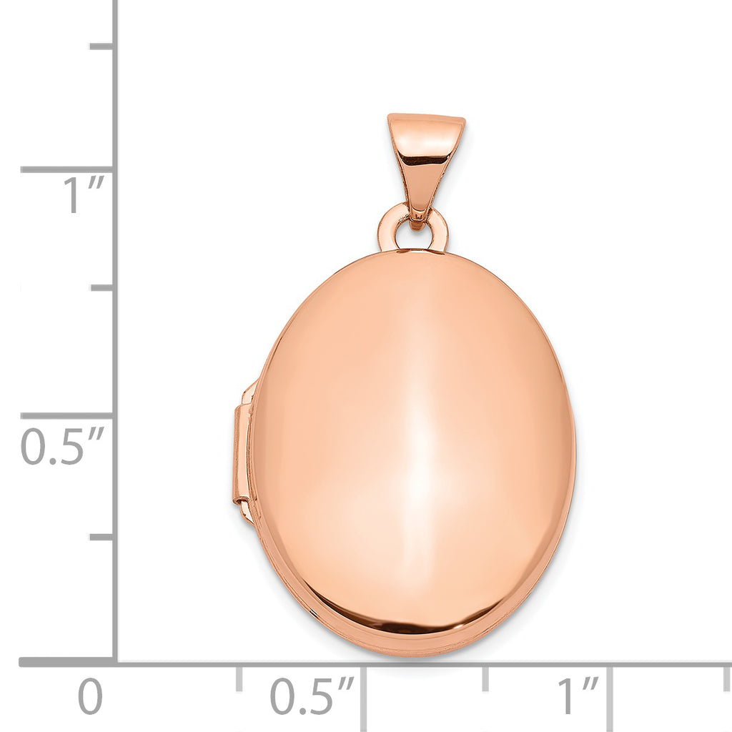 14K Rose Gold Polished 21mm Oval Locket