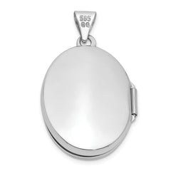 14K White Gold 21x16mm Oval Tree Locket