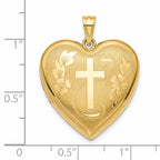 14K 24mm D/C Cross Ash Holder Heart Locket
