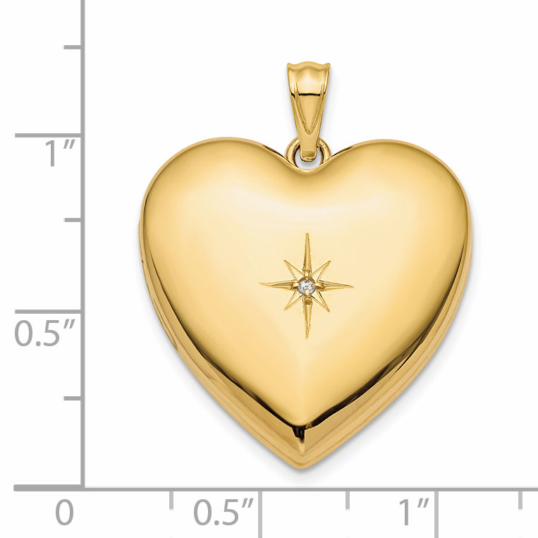 14K 24mm with Dia. Star Design Ash Holder Heart Locket