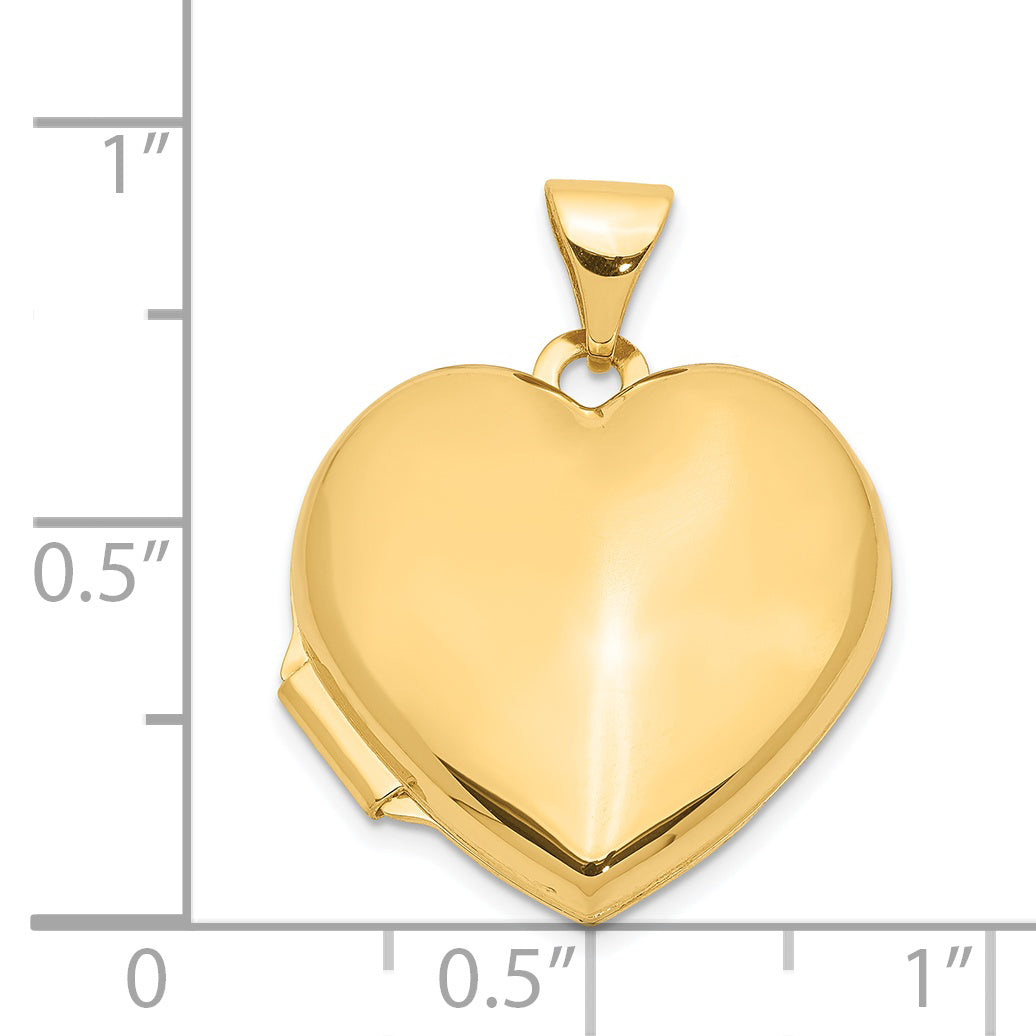 14K 18mm Domed Plain Heart Locket