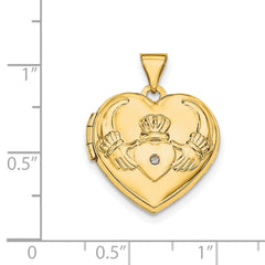 14K Diamond Claddagh Heart Locket