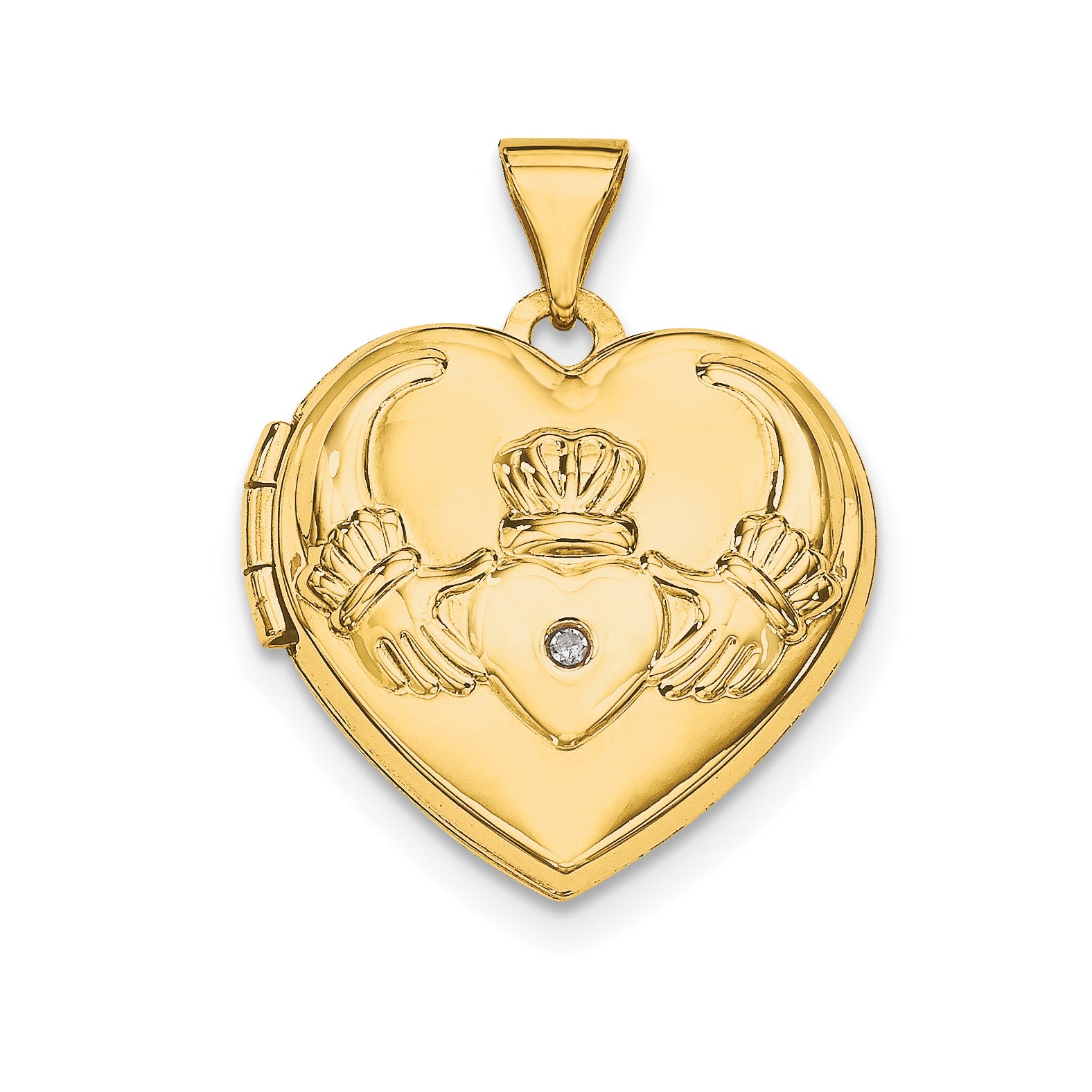 14k Diamond Claddagh Heart Locket Main image