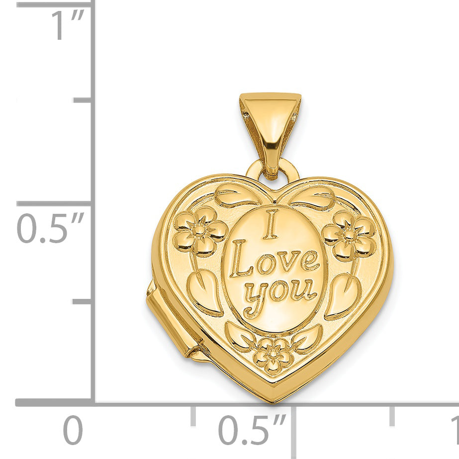 14K Floral I LOVE YOU Heart Locket