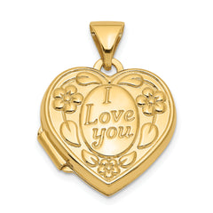 14k Floral I LOVE YOU Heart Locket