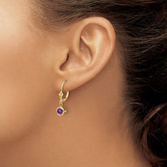 14k 5mm Amethyst Leverback Earring